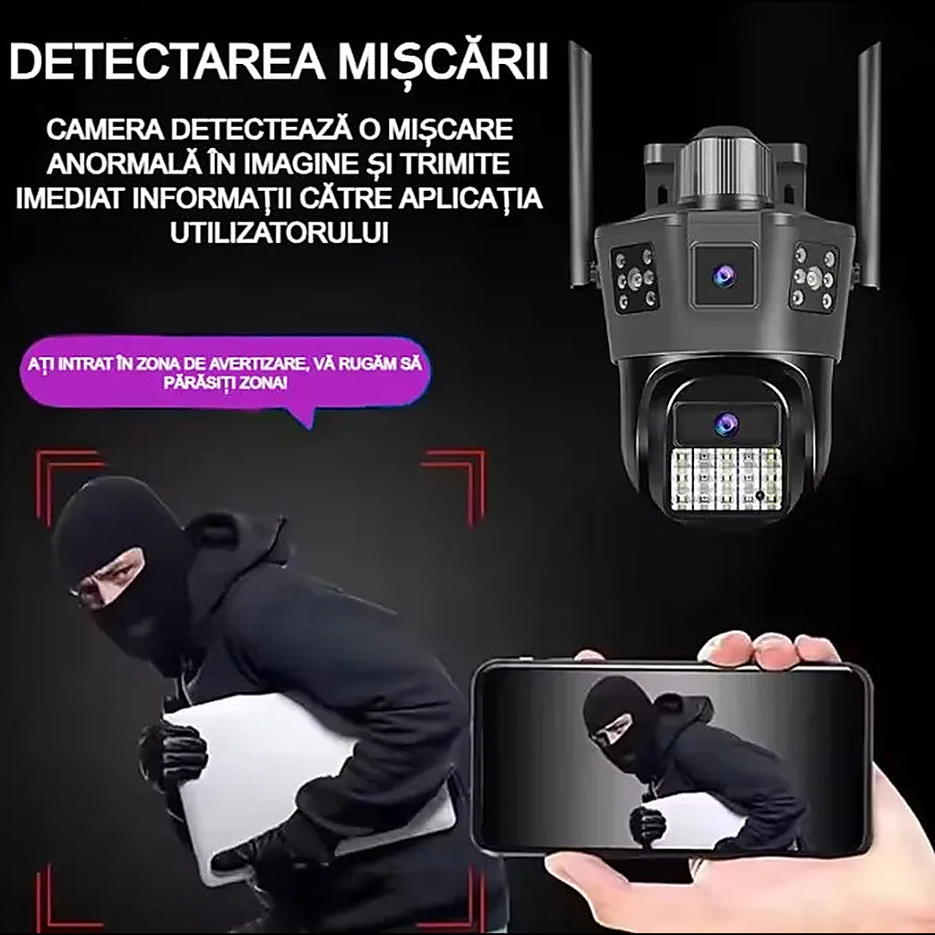 Cameră de supraveghere exterior AT Performance, 4G SIM, PTZ 355°, audio bidirecțional, vedere nocturnă
