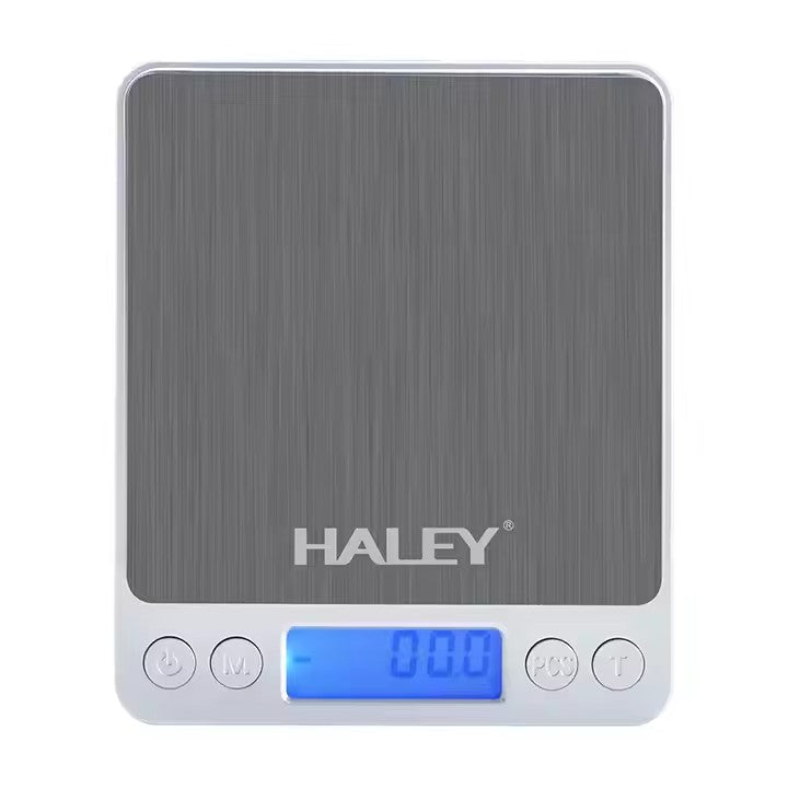 Cântar digital de bucătărie HALEY HY-5015, 3 kg, precizie 0,1 g, oțel inoxidabil, argintiu