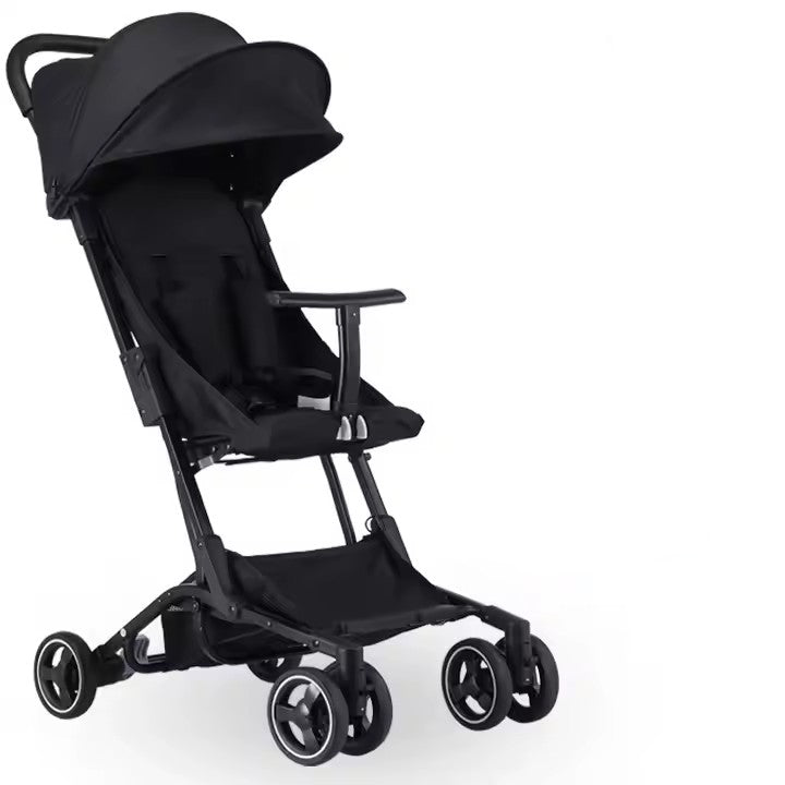 Cărucior pentru copii pliabil AT Performance, 5 kg, cadru din aluminiu, ham în 5 puncte, 6-36 luni, negru