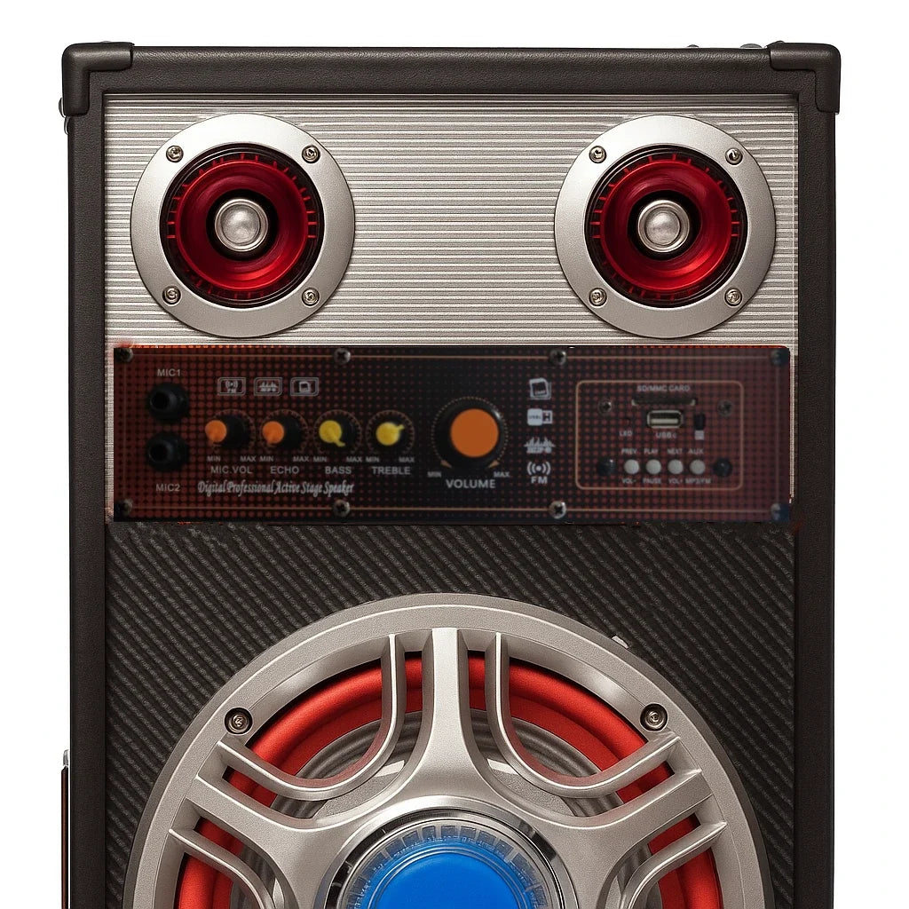 Boxe audio active ailiang ATP813-DT, 2x8 inch, bluetooth, USB, FM, karaoke, telecomandă