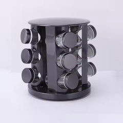 Set 12 recipiente pentru condimente, cu suport, AT PERFORMANCE®, negru