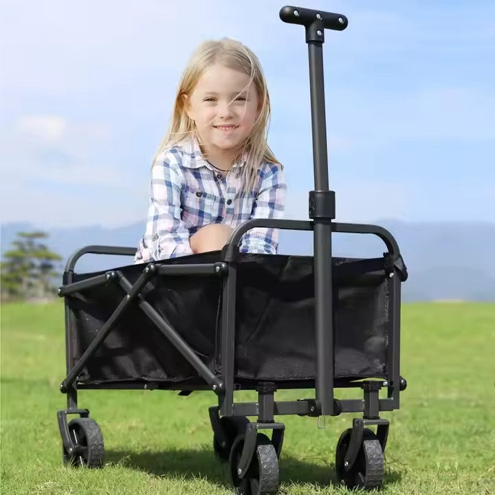 Cărucior Pliabil Transport Marfă AT Performance, Capacitate 100 kg, Manere Ajustabile, 67×46×36 cm, Negru – Ideal pentru Grădină, Camping, Plajă, Shopping