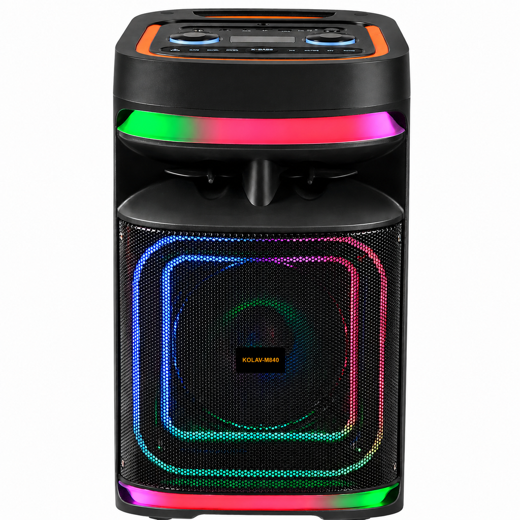 Boxă karaoke portabilă KOLAV M840, 8 inch, 400 W RMS, autonomie 4 ore, microfon wireless, negru