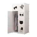 Dulap modular pentru copii AT Performance, 8 rafturi, 76x37x147 cm, plastic dur, alb cu pisicuțe