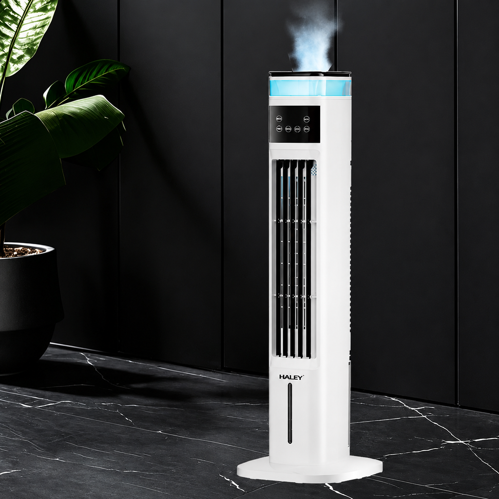 Răcitor de aer 4 în 1 HALEY HY-6115, 70 W, rezervor 4,5 L, 3 viteze, telecomandă, alb