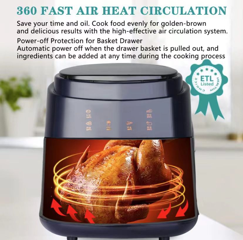 Friteuză cu aer cald AT Performance, 8 L, 2400 W, 8 programe, timer 60 min, negru