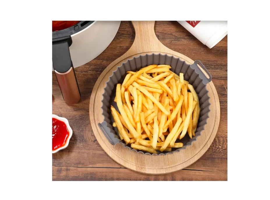 Tavă din silicon pentru air fryer AT Performance, diametru 18,3 cm, gri