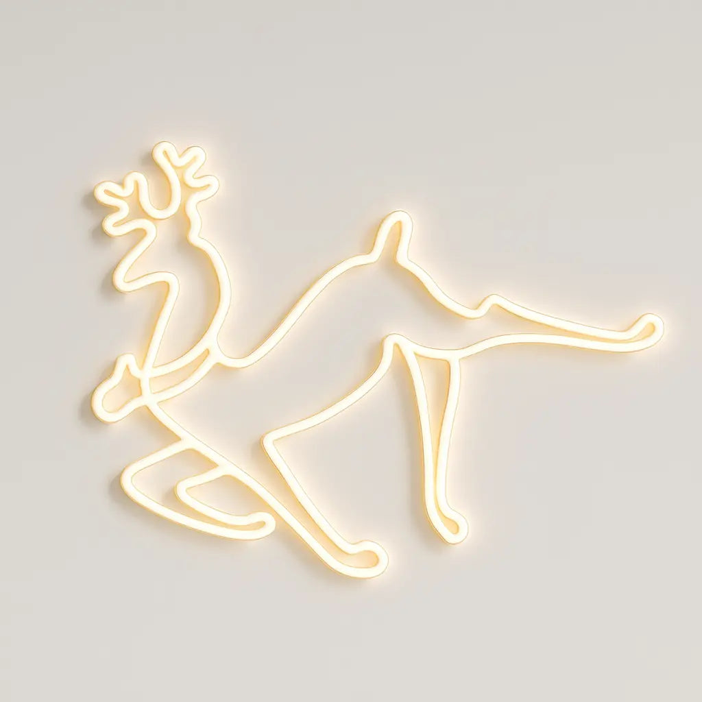 Decorațiune luminoasă ren de Crăciun AT Performance, furtun LED pe 2 fețe, 57 x 50 x 4 cm, alb cald
