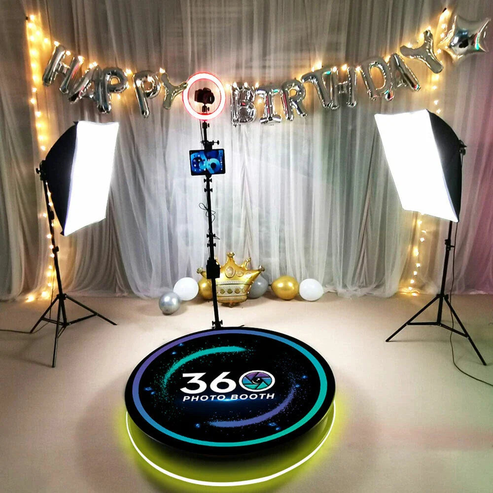 Platforma Foto-Video rotunda AT PERFORMANCE®, Selfie 360, brat rotativ, Led RGB, pentru Evenimente, diametru 80cm