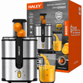 Storcător de fructe și legume HALEY HY-2963, 1000 W, tub 75 mm, 2 viteze cu Pulse, argintiu/negru