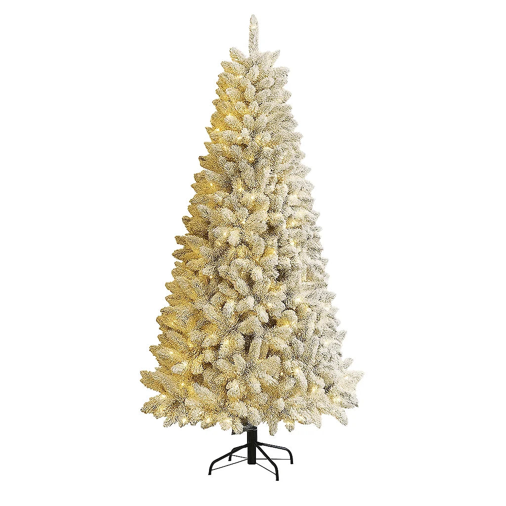 Brad artificial 3D cu ninsoare 2.1m, 1150 ramuri, cu lumini LED calde – Christmas Tree 2.1m 1150T