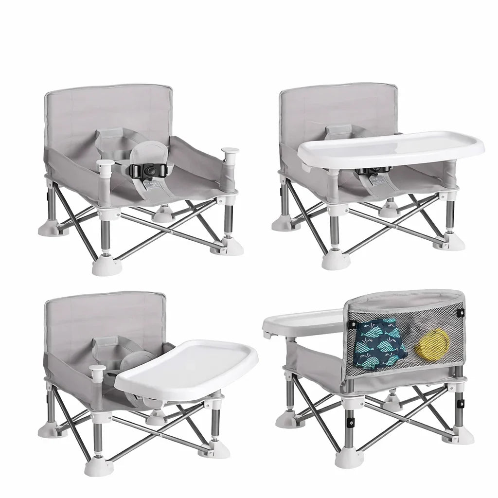 Scaun de masă pentru bebeluși KIDOO pliabil, aluminiu, tavă detașabilă, ham în 5 puncte, verde