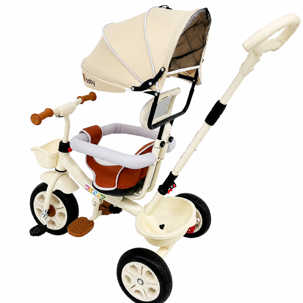 Tricicletă evolutivă KIDOO KD-X06, scaun rotativ 360°, copertină cu protecție UV, roți cauciuc, 9 luni-6 ani