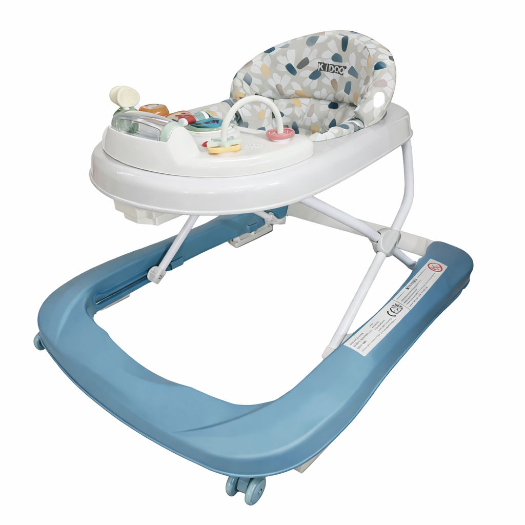 Premergător bebeluși KIDOO, 6-18 luni, jucării și muzică, maxim 12 kg, albastru