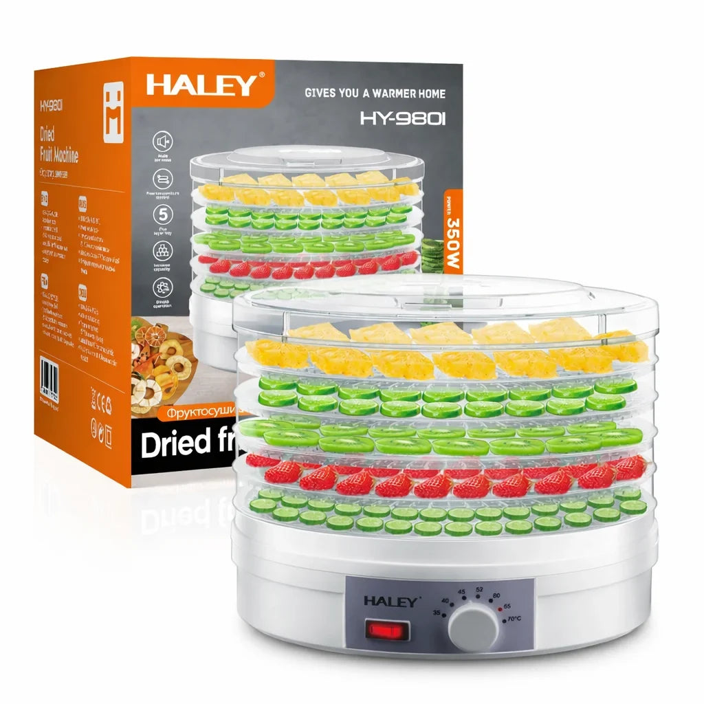 Deshidrator de fructe și legume HALEY HY-980I, 350 W, 5 tăvi, termostat 35-70°C