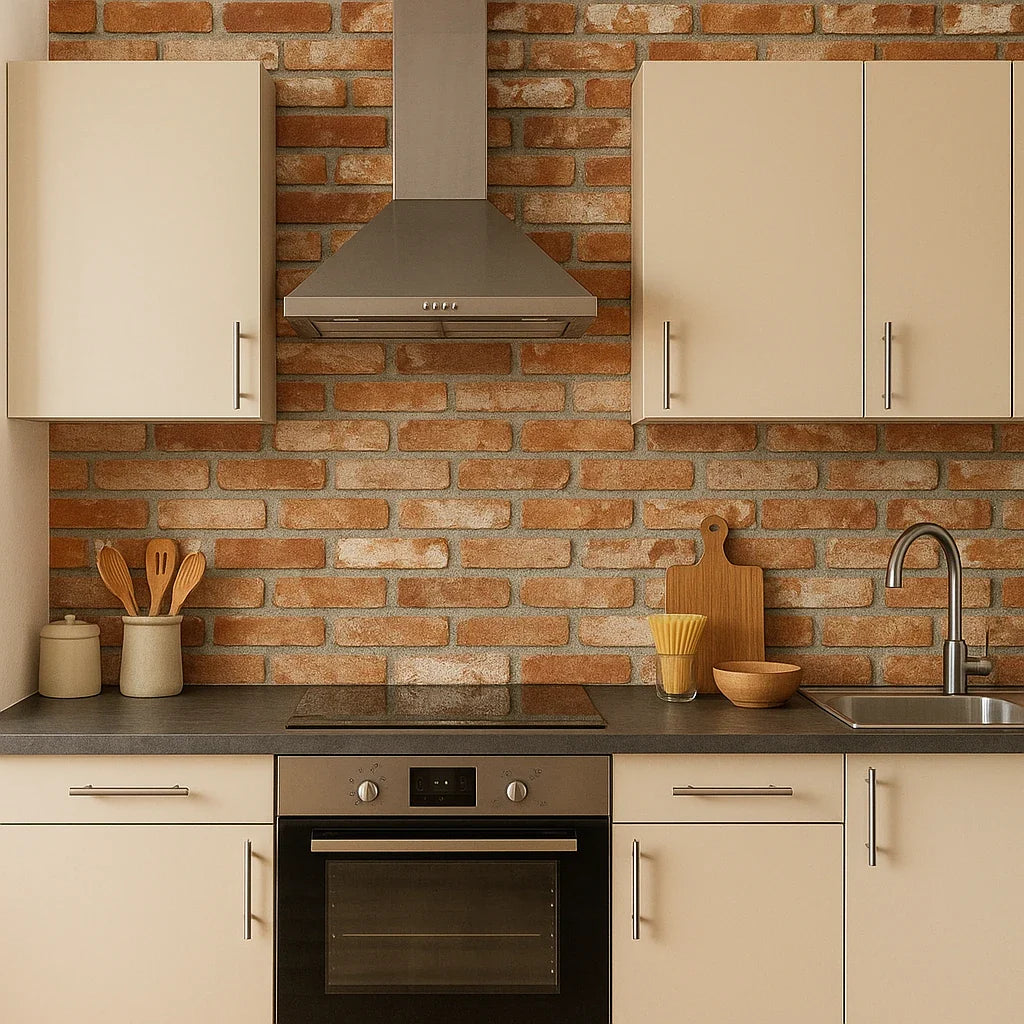 Panou Decorativ Autoadeziv AT Performance®, Model Piatra Roșie, 70x77 cm, Polistiren, Ușor de Montat, Design Mat