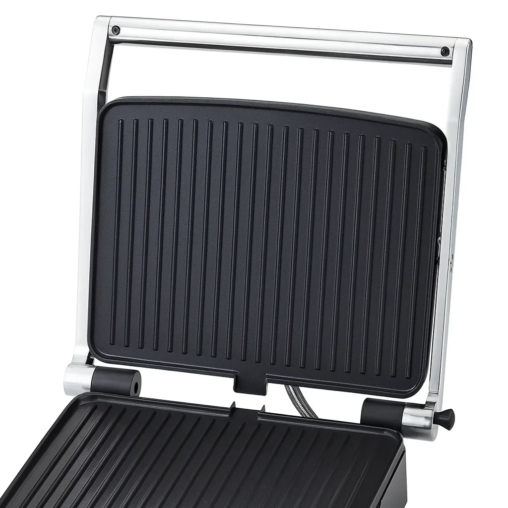 Grill electric HALEY HY-8609, 2000 W, plăci antiaderente, deschidere 180°, inox