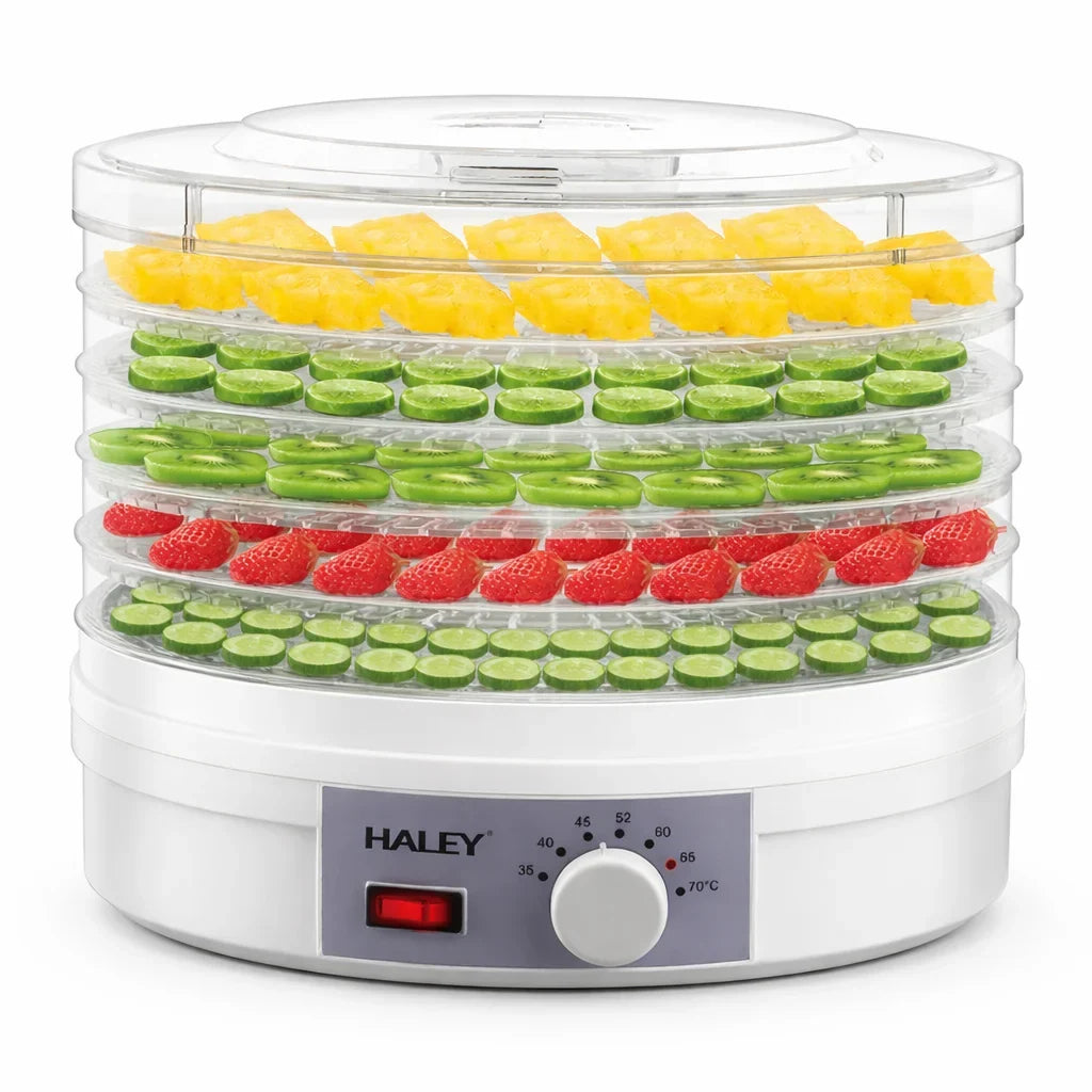 Deshidrator de fructe și legume HALEY HY-980I, 350 W, 5 tăvi, termostat 35-70°C