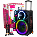 Boxă karaoke portabilă KOLAV F1530, 15 inch, 400 W PMPO, acumulator 3600 mAh, mâner telescopic și roți