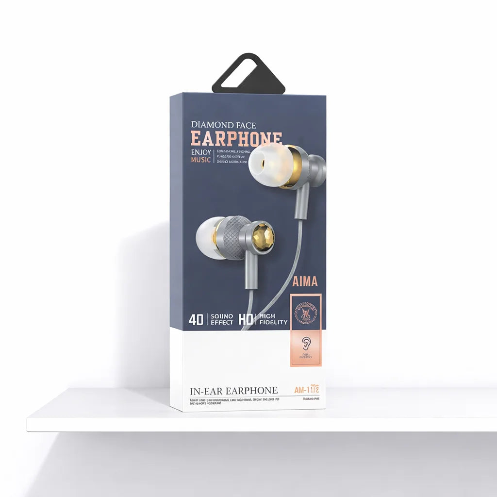 Căști in-ear aima AM-1113 diamond face, jack 3.5 mm, driver 10 mm, 4D bass, cablu 1.2 m