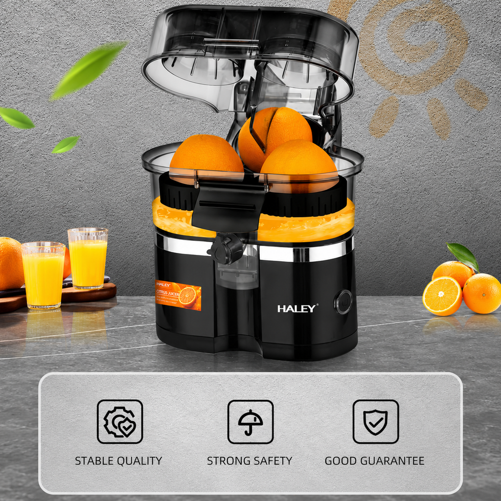 Storcător de citrice HALEY HY-2969, 650 W, 15.000 RPM, recipient 400 ml, tăietor integrat, negru
