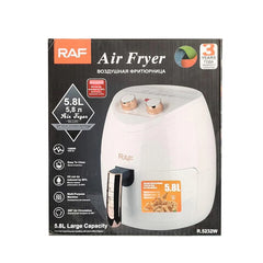 Friteuza electrica profesionala Air Fryer alb, AT PERFORMANCE®, RAF Air Fryer 5.8L 1500W Manual, Multi-Purpose, 360 Air Circulation R.5232 - Gatit sanatos si eficient pentru intreaga familie