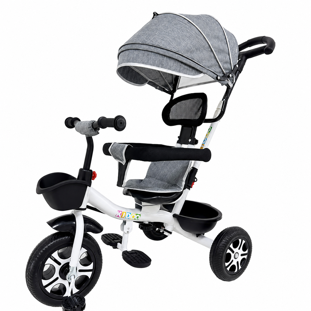 Tricicletă evolutivă KIDOO KD-X06, scaun rotativ 360°, copertină cu protecție UV, roți cauciuc, 9 luni-6 ani