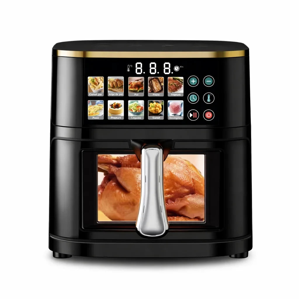 Friteuză cu aer cald AT Performance AT-2030, 10 L, 2800 W, 10 programe, panou tactil LCD, negru
