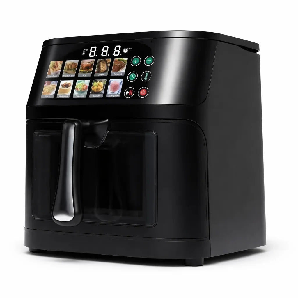 Friteuză cu aer cald AT Performance AT-2030, 10 L, 2800 W, 10 programe, panou tactil LCD, negru