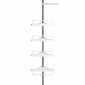 Etajeră de colț telescopică pentru baie AT Performance, 4 rafturi, reglabilă 185-310 cm, albă