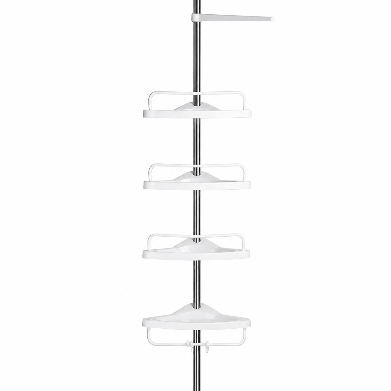 Etajeră de colț telescopică pentru baie AT Performance, 4 rafturi, reglabilă 185-310 cm, albă