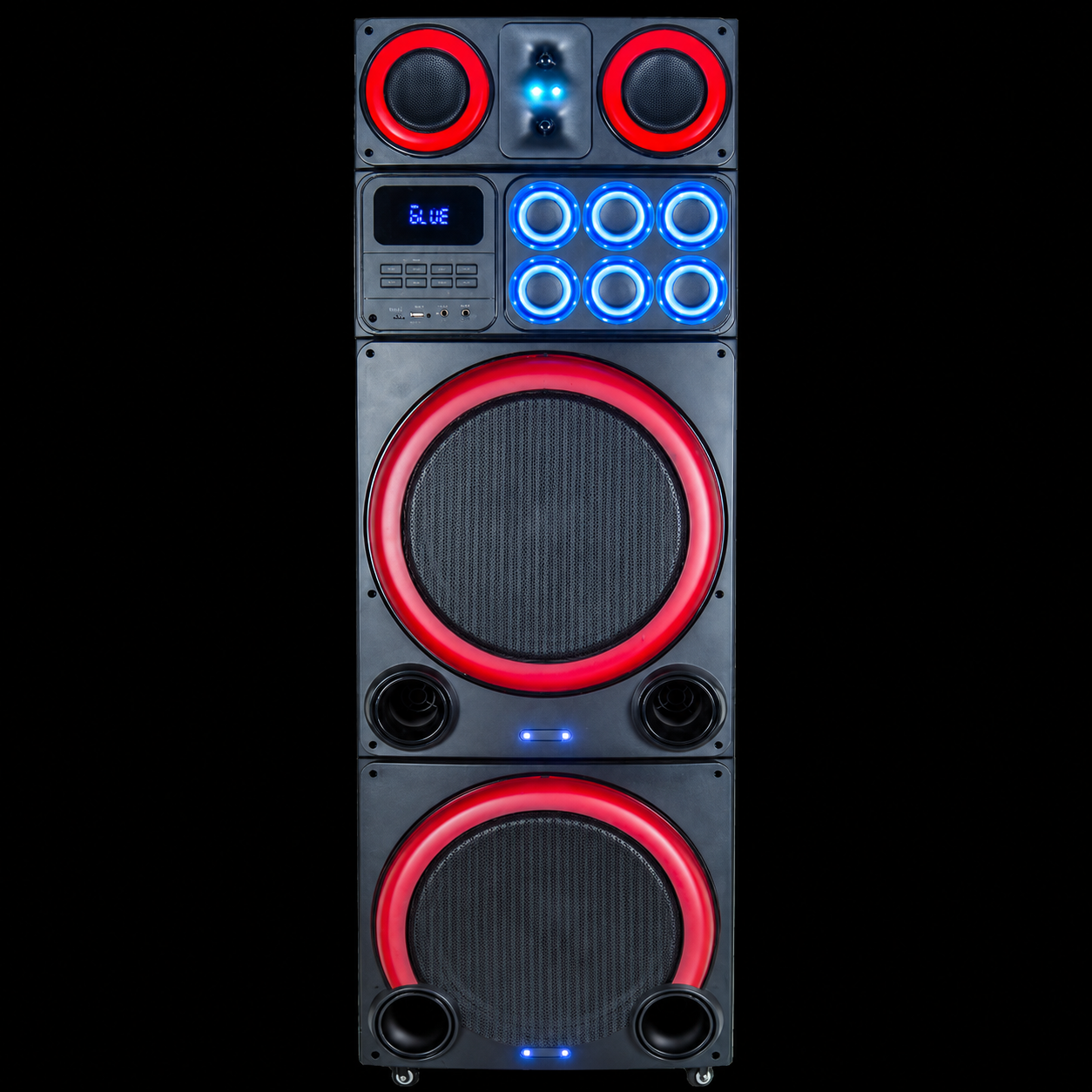 Boxă karaoke portabilă AT Performance KOLAV-LJ5513, 2x15 inch, bluetooth, radio FM, 2 microfoane wireless, LED RGB