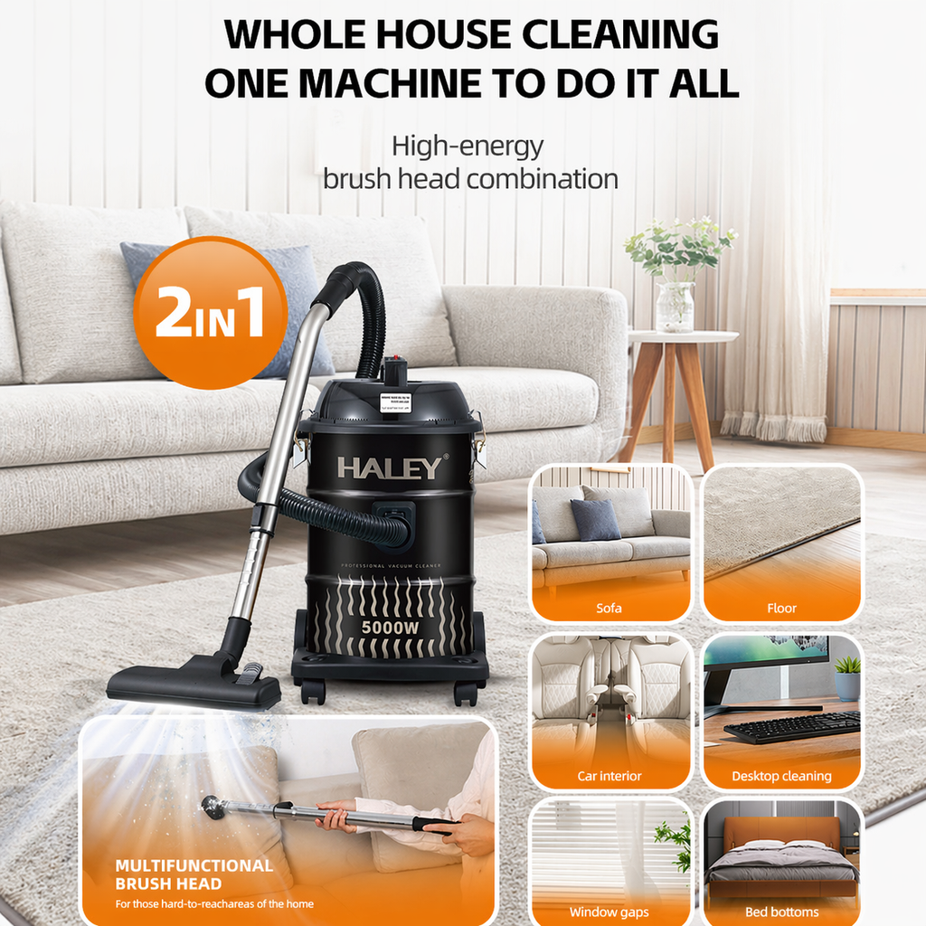 Aspirator profesional HALEY HY-9925 CD, 5000 W, rezervor 28 L, funcție suflare, 220-240 V