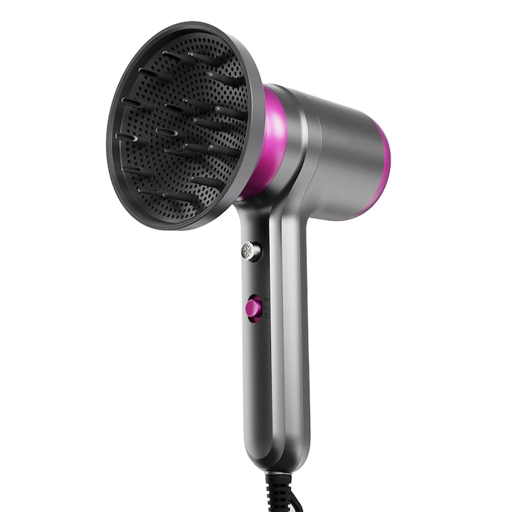 Uscător de păr AT Performance, 1250 W, ioni negativi, 2 viteze, LED, gri cu fucsia