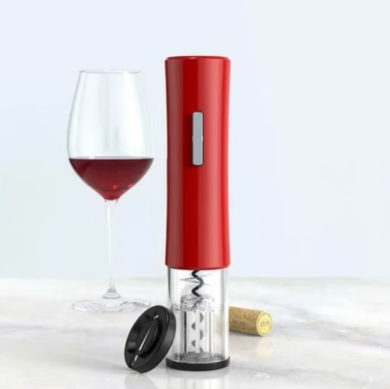 Tirbușon electric AT Performance, 6 V, tăietor de folie inclus, ABS și aluminiu, 23 x 4,5 cm, negru cu roșu