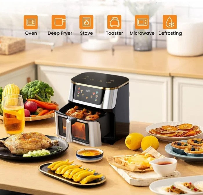 Friteuză cu aer cald AT Performance, 10 L, 2400 W, 8 programe, panou digital tactil, negru
