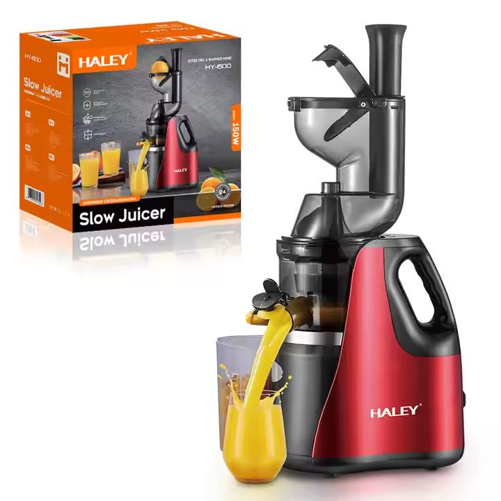 Storcător de citrice HALEY HY-600, 150 W, stoarcere lentă, carcasă inox, roșu/negru