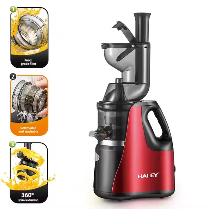Storcător de citrice HALEY HY-600, 150 W, stoarcere lentă, carcasă inox, roșu/negru