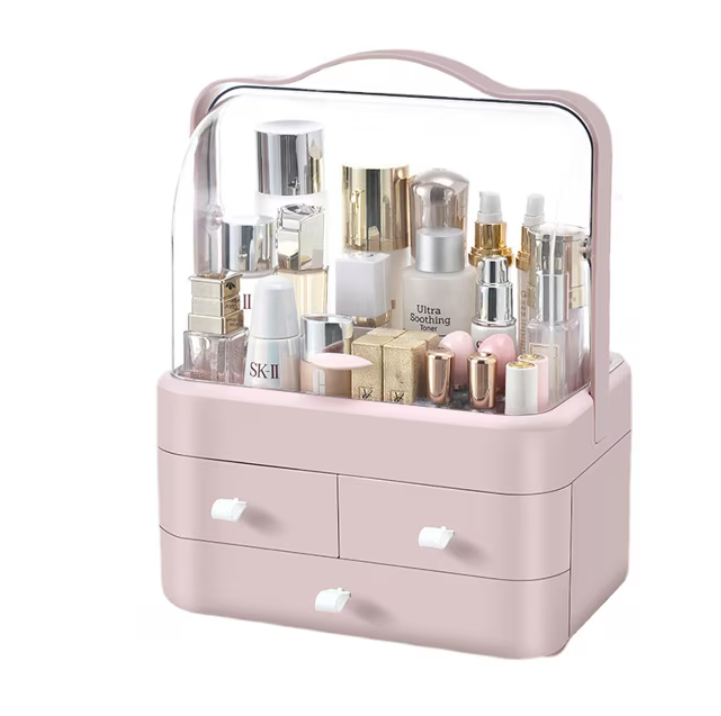 Organizator de depozitare cosmetice, AT PERFORMANCE®, Cutie sertar pentru vitrina cu maner pentru baie, dressing, dormitor, suport pentru machiaj