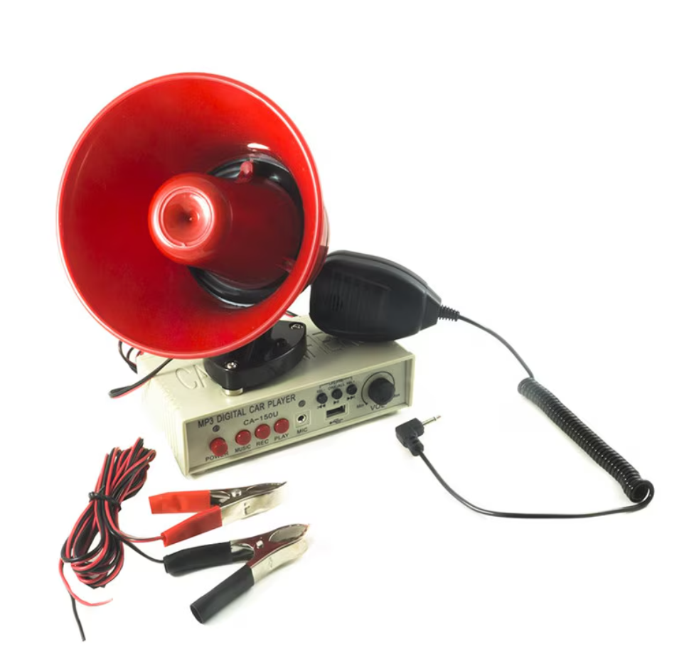 Portavoce auto cu amplificator AT Performance, 25 W, înregistrare 120 s, USB, prindere magnetică, roșu