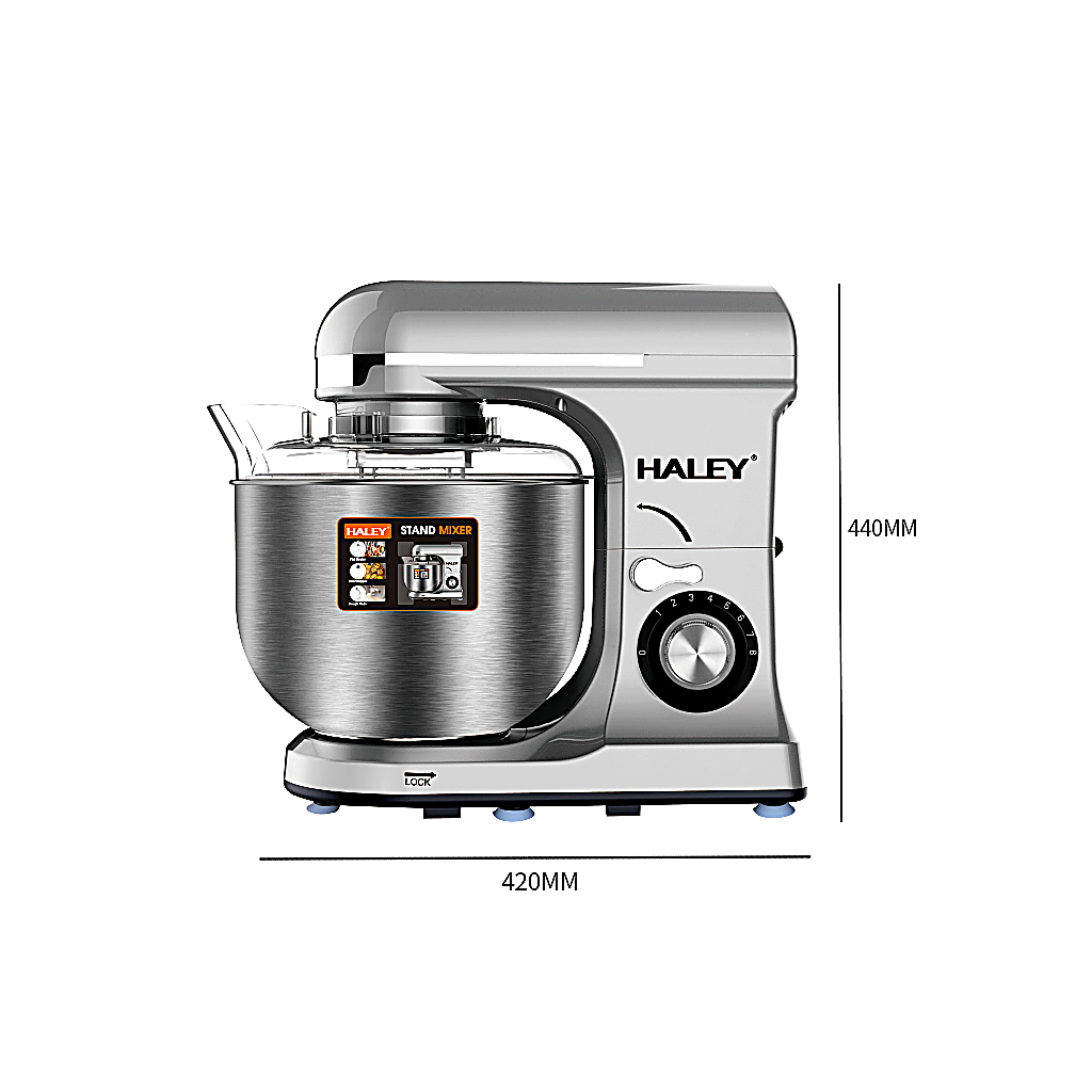 Mixer planetar HALEY HY-2414, 2200 W, bol inox 9 L, 8 viteze, sistem anti-alunecare