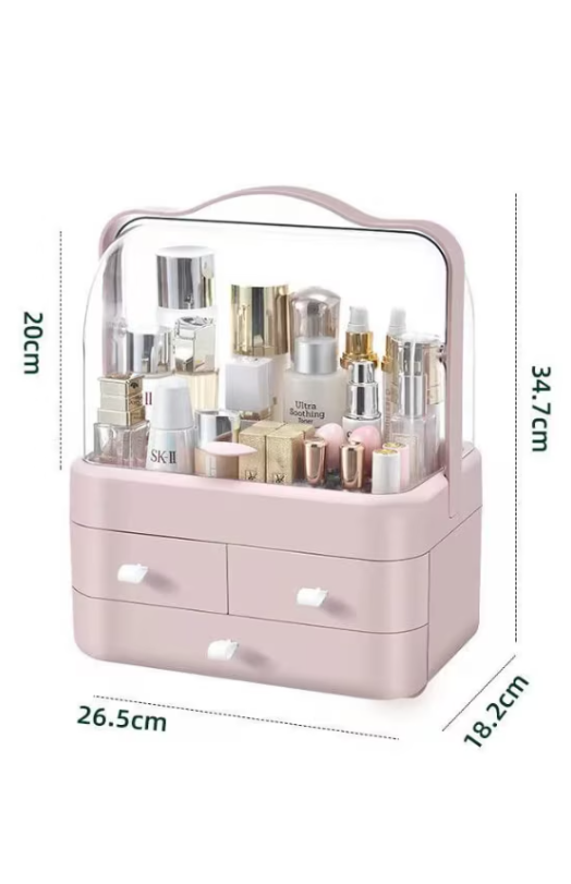 Organizator de depozitare cosmetice, AT PERFORMANCE®, Cutie sertar pentru vitrina cu maner pentru baie, dressing, dormitor, suport pentru machiaj