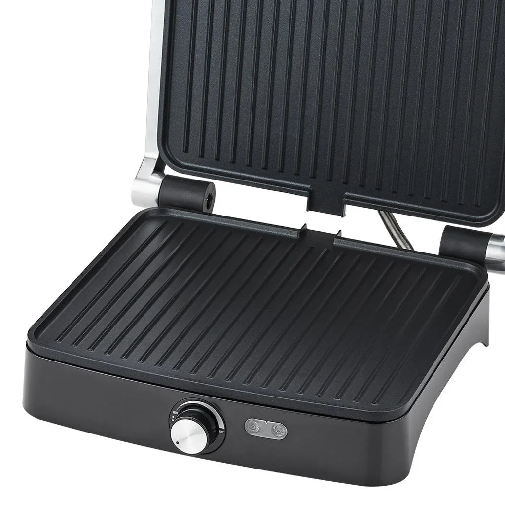 Grill electric HALEY HY-8609, 2000 W, plăci antiaderente, deschidere 180°, inox