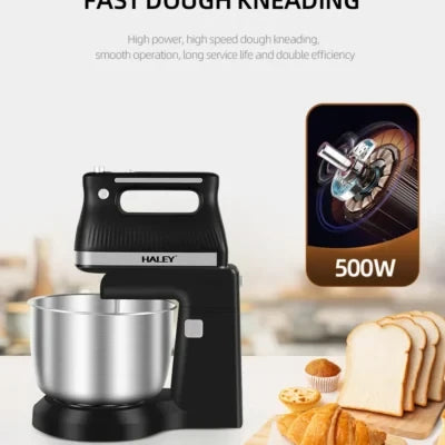 Mixer de mână HALEY HY-1660, 500 W, 5 trepte, funcție turbo, teluri și cârlige
