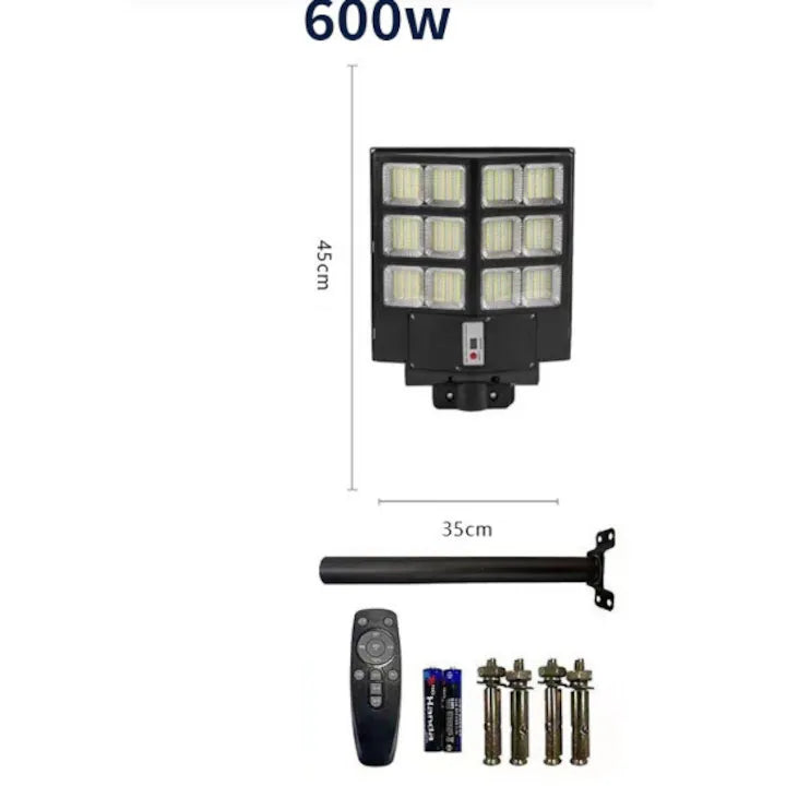 Lampă solară stradală LED AT Performance, 600 W, 4000 lm, IP65, senzor de lumină și mișcare