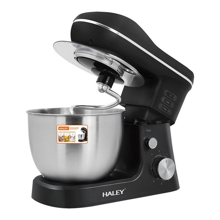 Mixer de bucătărie HALEY HY-2409, 1200 W, bol inox 7 L, 6 viteze, funcție pulse, negru cu inox