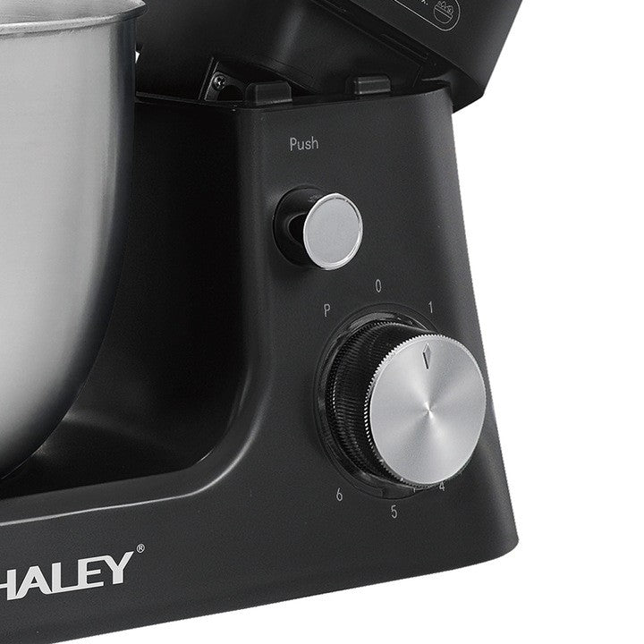 Mixer de bucătărie HALEY HY-2409, 1200 W, bol inox 7 L, 6 viteze, funcție pulse, negru cu inox