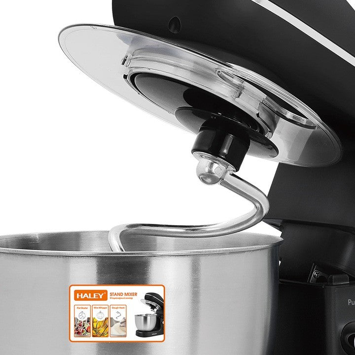 Mixer de bucătărie HALEY HY-2409, 1200 W, bol inox 7 L, 6 viteze, funcție pulse, negru cu inox