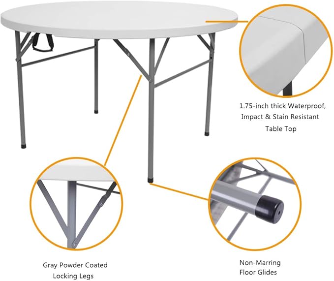 Masă Rotundă Pliabilă 155 cm AT PERFORMANCE® – Ideală pentru Nunți, Botezuri, Petreceri, Camping, Grătar și Evenimente