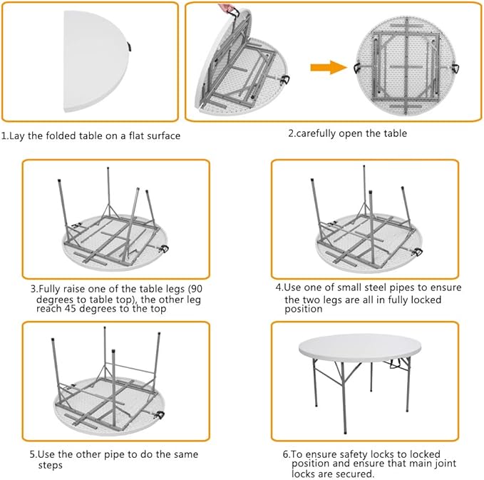 Masă Rotundă Pliabilă 155 cm AT PERFORMANCE® – Ideală pentru Nunți, Botezuri, Petreceri, Camping, Grătar și Evenimente